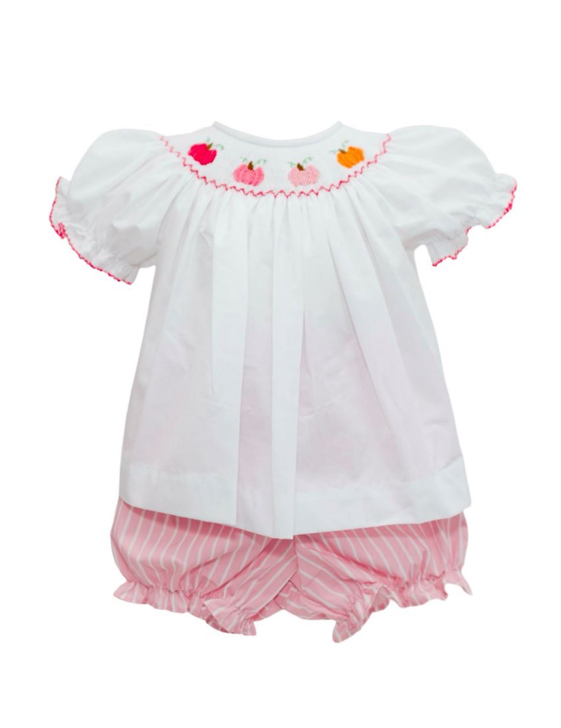 Pink Stripe Pumpkin Bishop Smock Bloomer Set