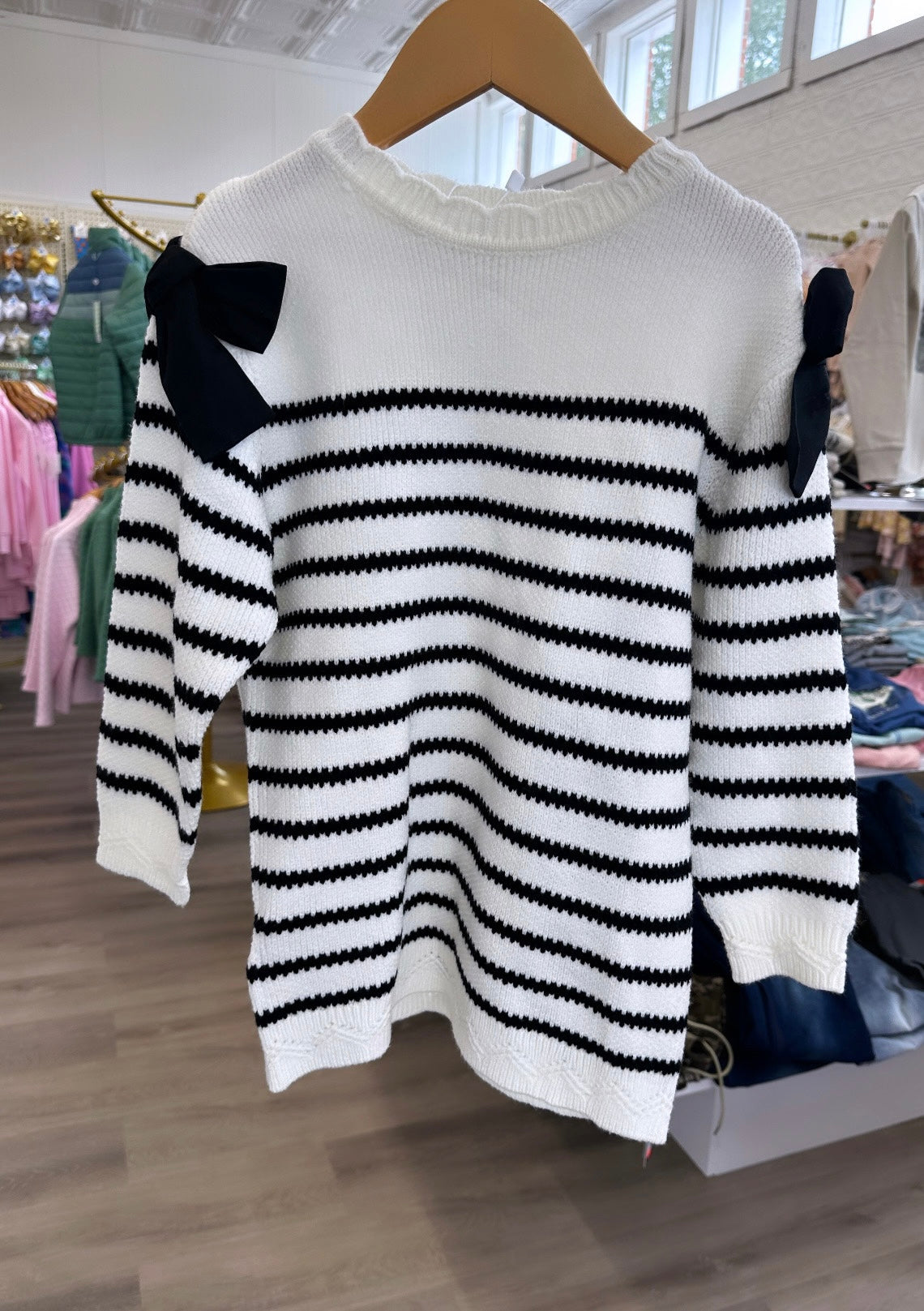 Stripe Sweater with Bows
