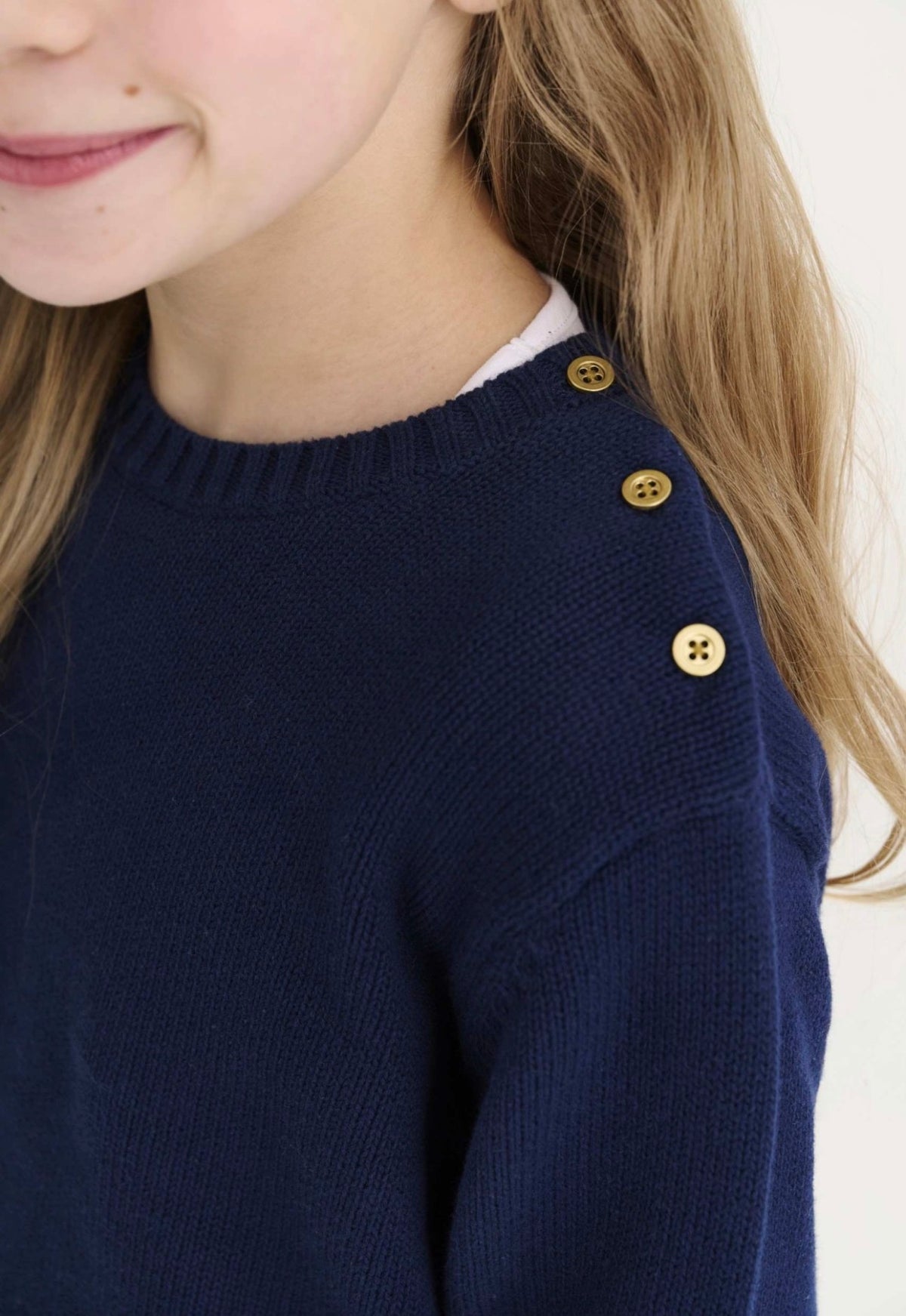 Isabelle’s Sweater -Nantucket Navy/Buttons