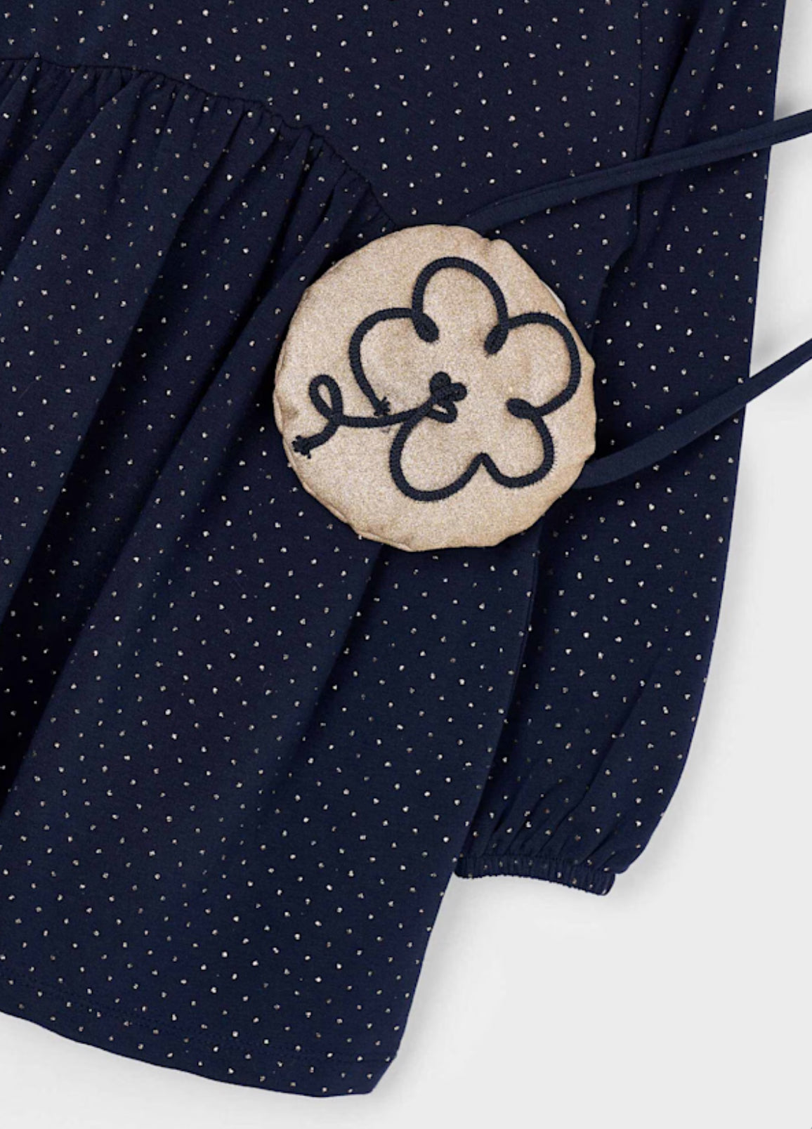Girl Fleece Dress with Purse-Navy