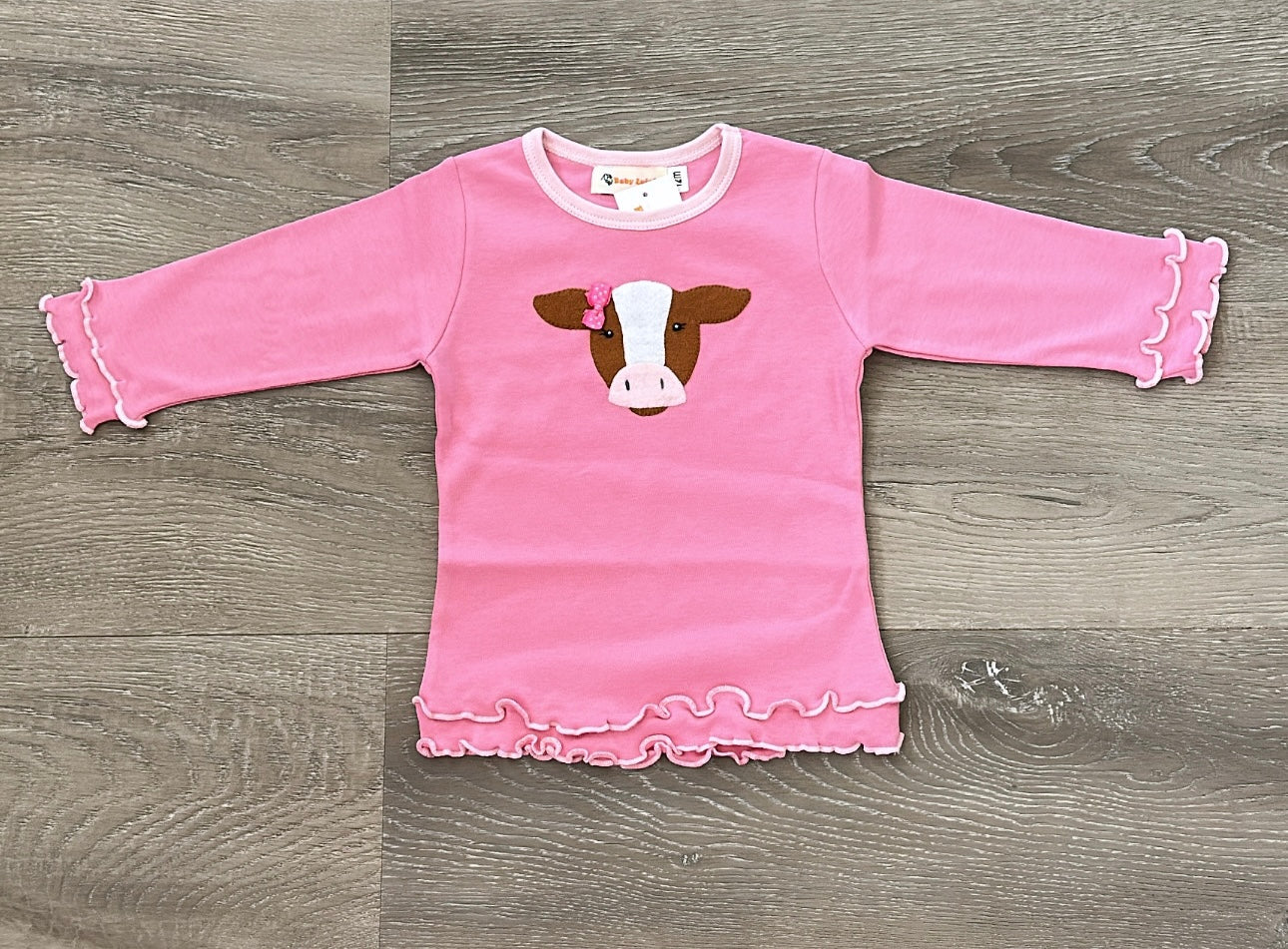 Cow w/Pink Bow L/S