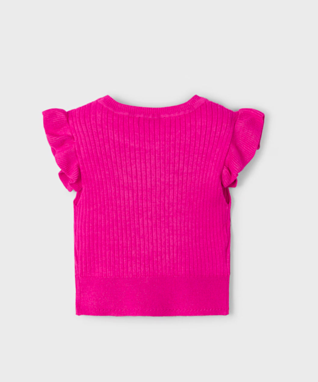 Girl Ribbed Knit Top- Magenta