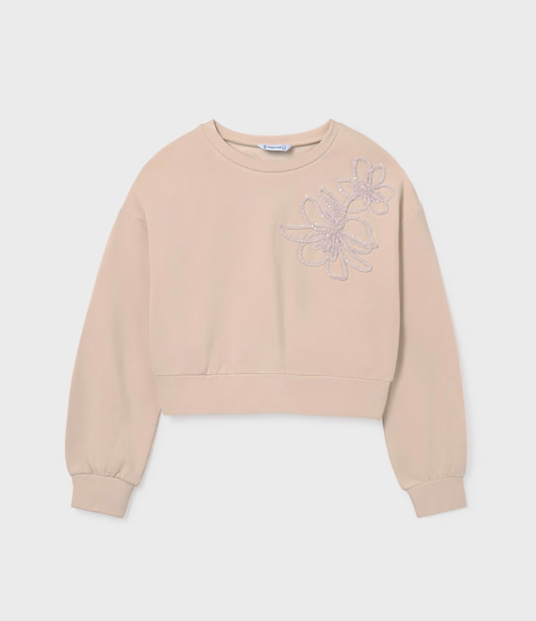 Girl Flower Sweatshirt- Sand