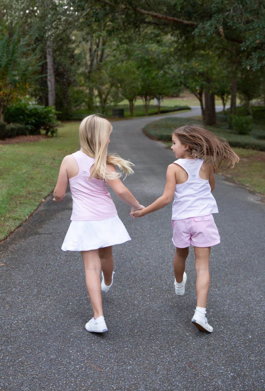 Girls Race HER Back Active Tank Top in a Pink Lady Stripe