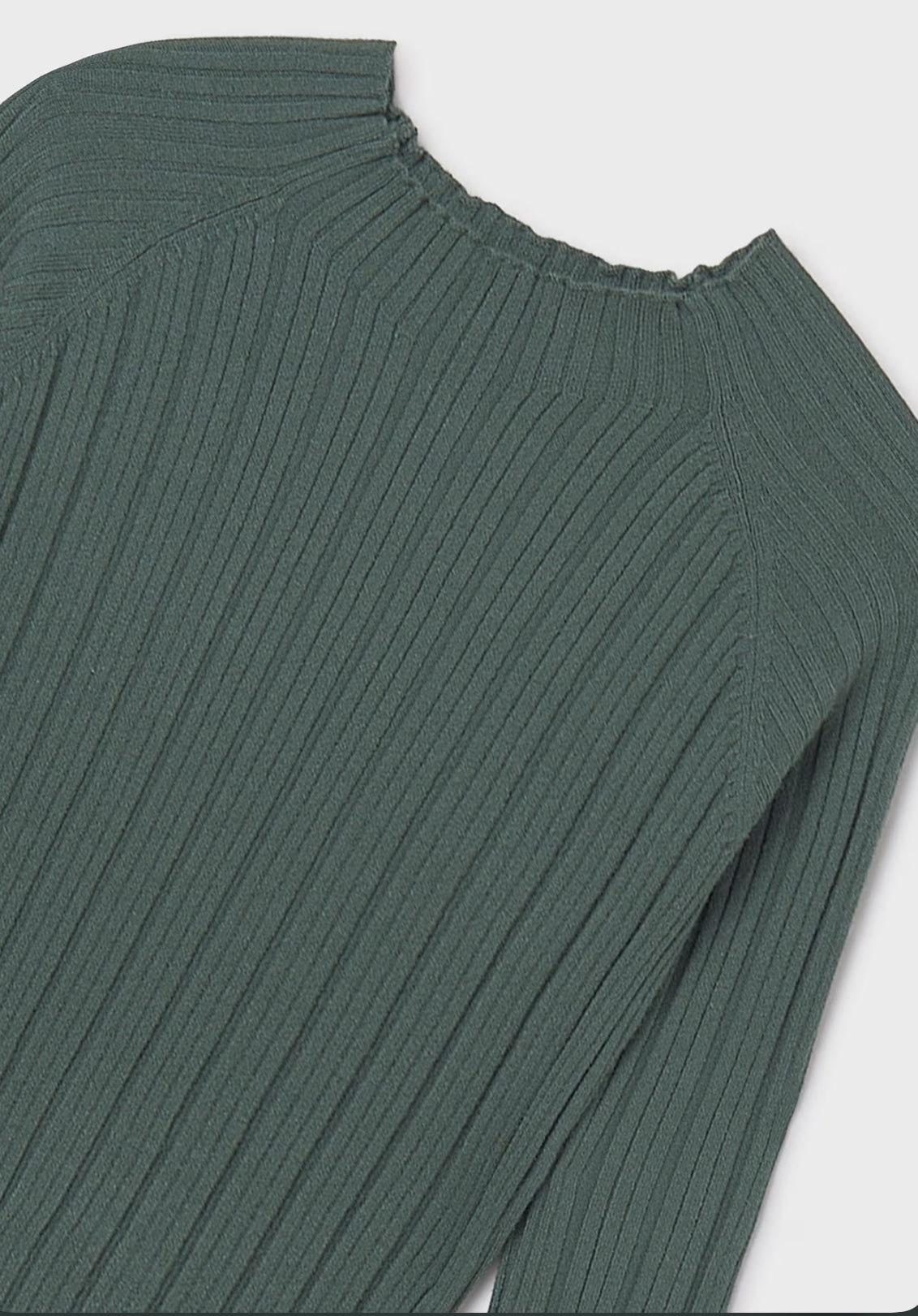 Girl Rib Knit Mock Neck Sweater- Eucalyptus