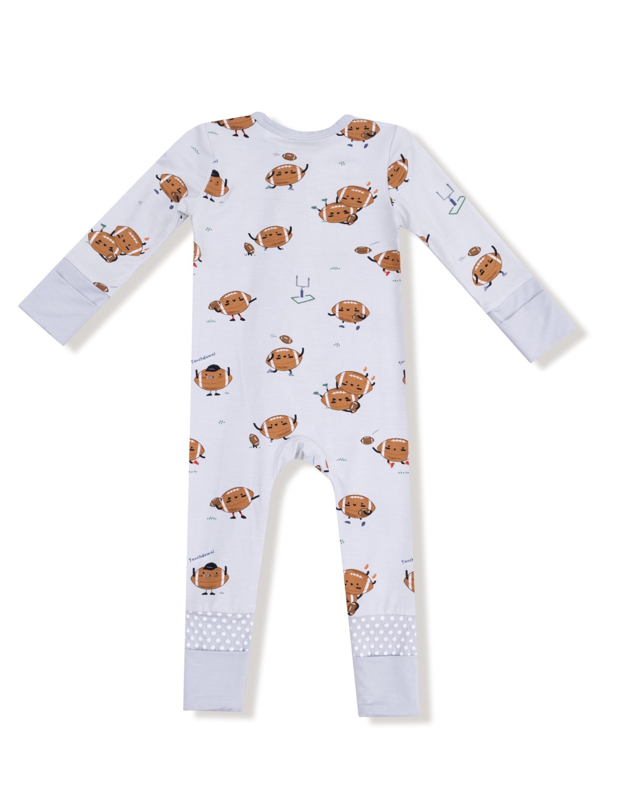 Footballs Playing Football-2 Way Zipper Romper