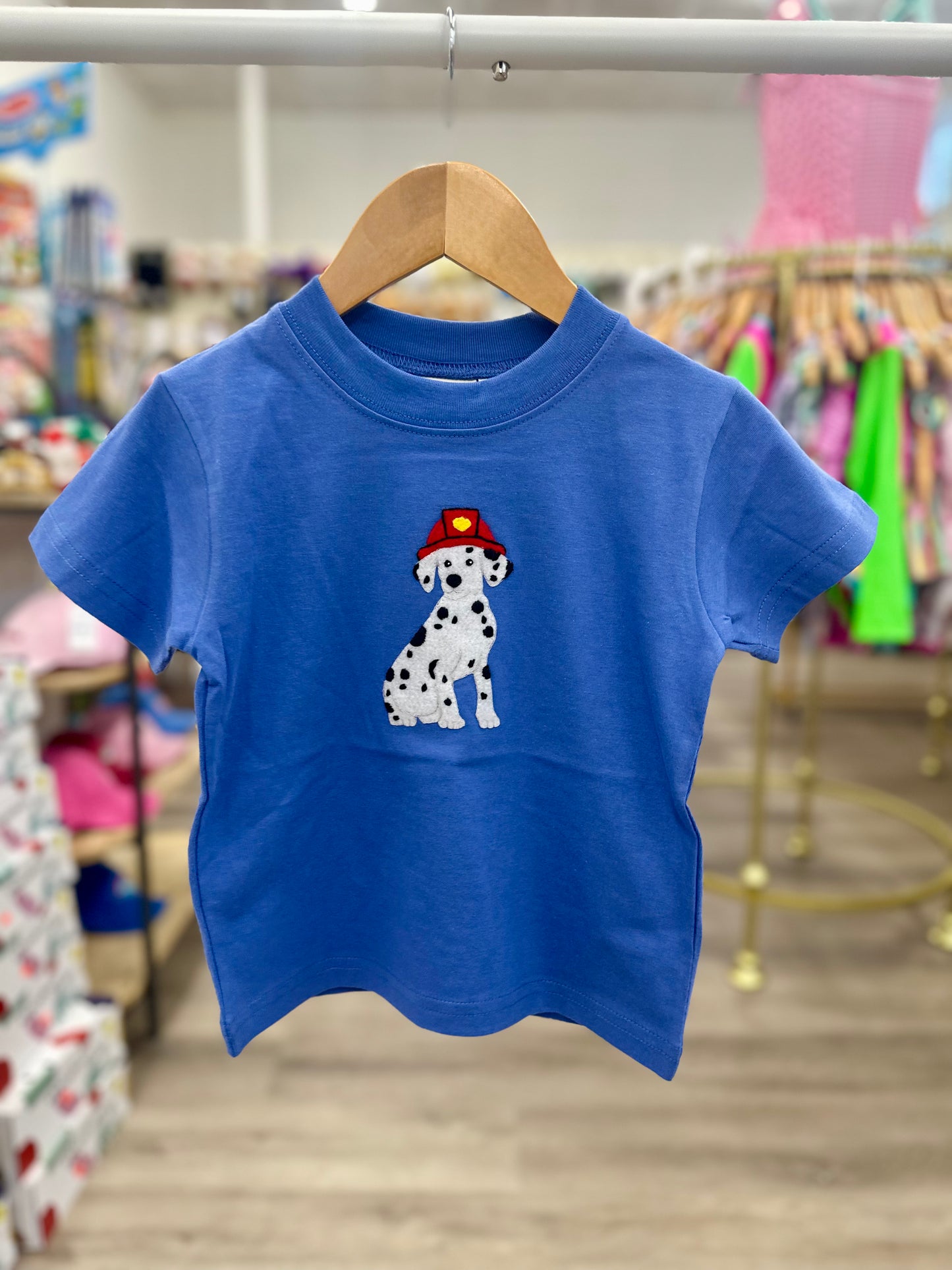 Dalmatian w/Fireman Hat SS Tshirt, Dk. Chambray