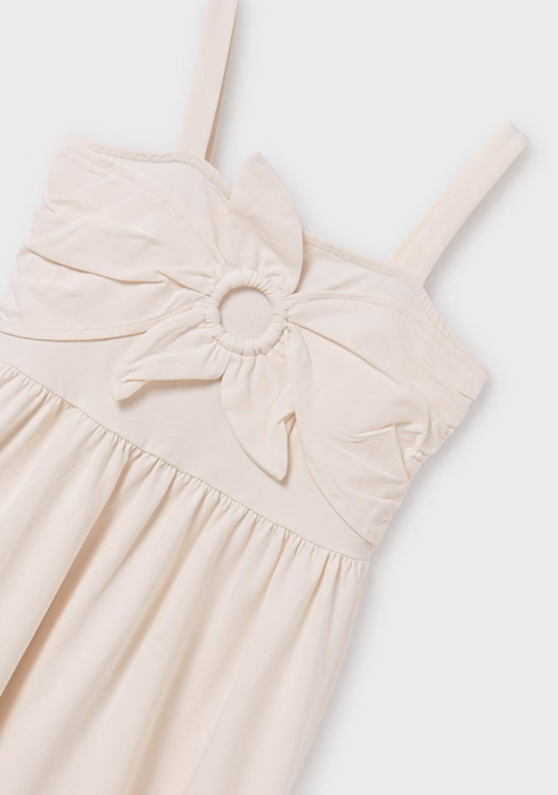 Girl Flower Strap Dress-Bone