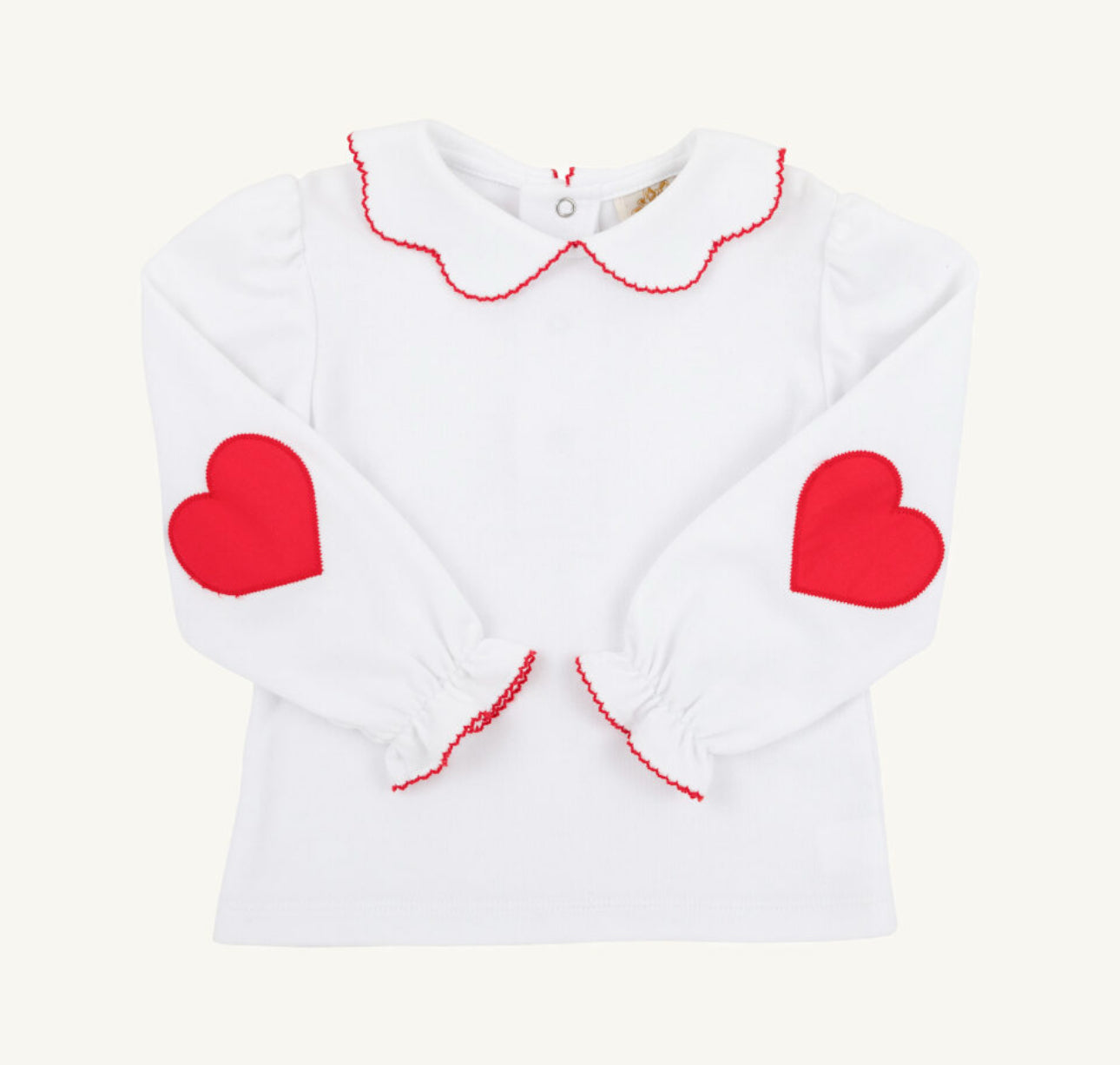Emma’s Elbow Patch Top- Worth Ave White/Richmond Red