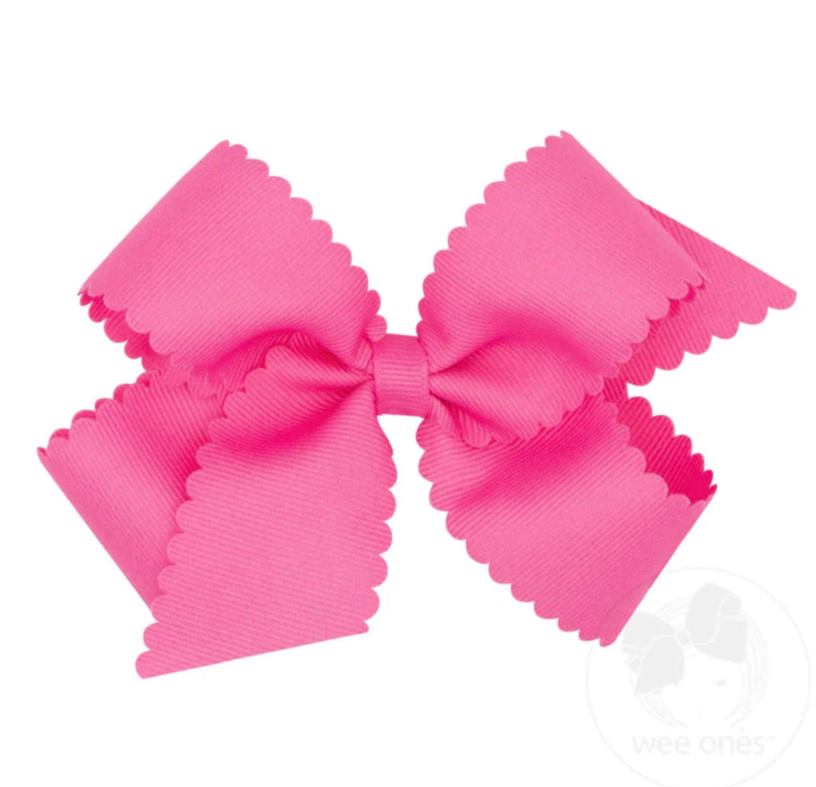 Medium Grosgrain Hair Bow with Scalloped Edge
