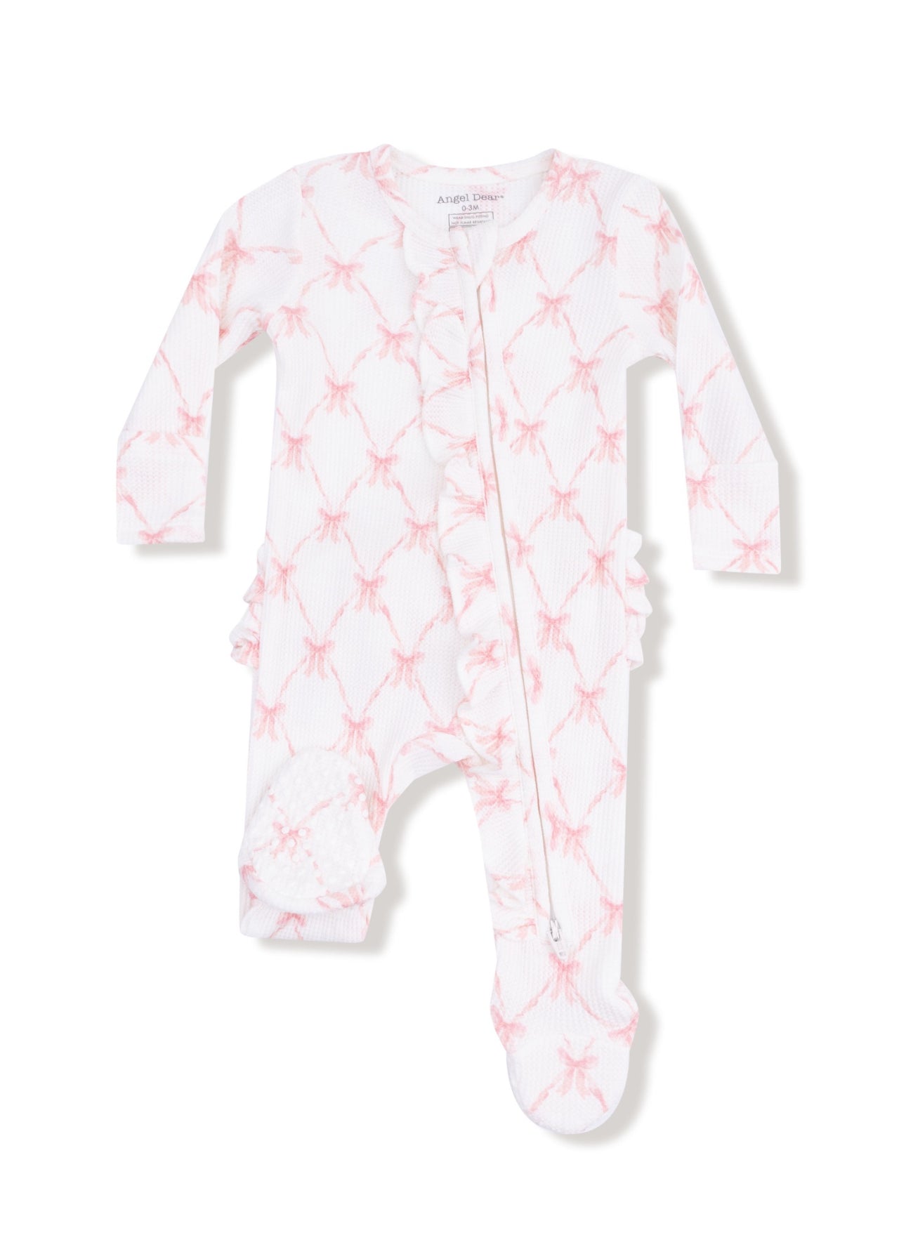 Ribbon Bow Trellis- 2 Way Ruffle Zipper Footie