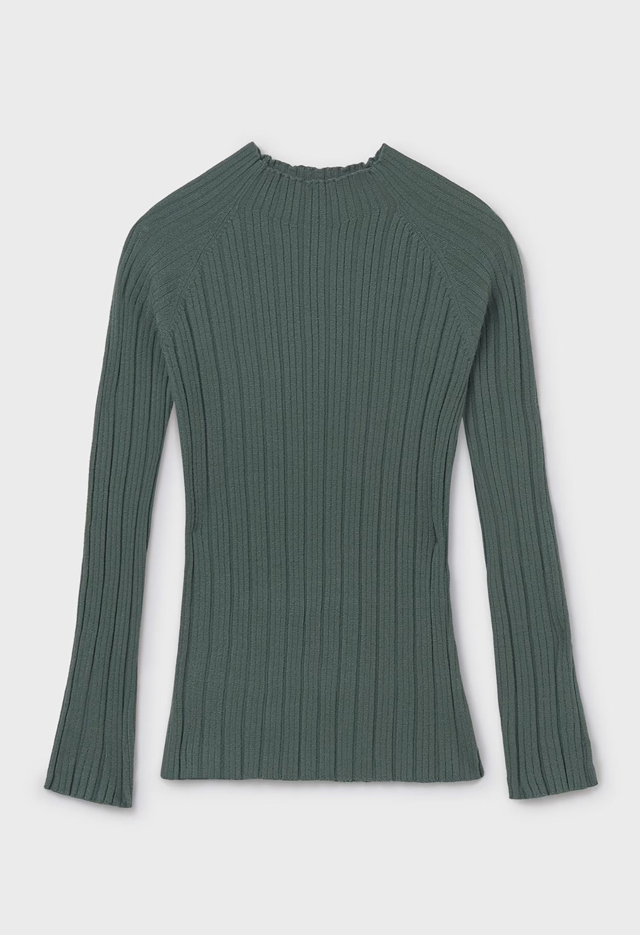Girl Rib Knit Mock Neck Sweater- Eucalyptus