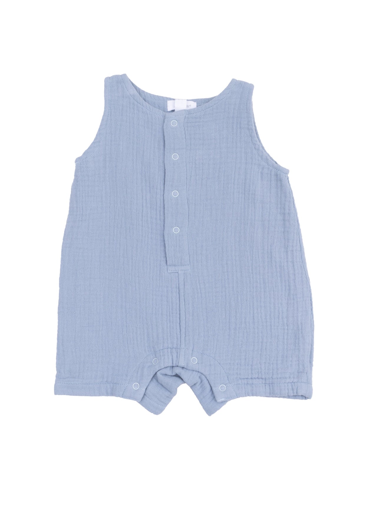 Solid Muslin Dusty Blue Sleeveless Shortie Romper