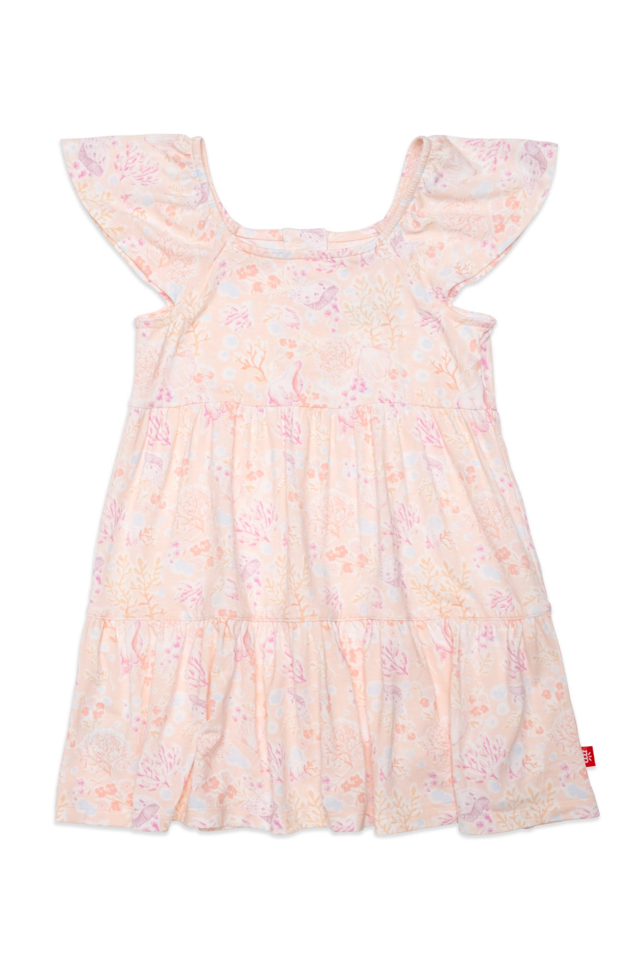 Coral Floral Tiered Dress
