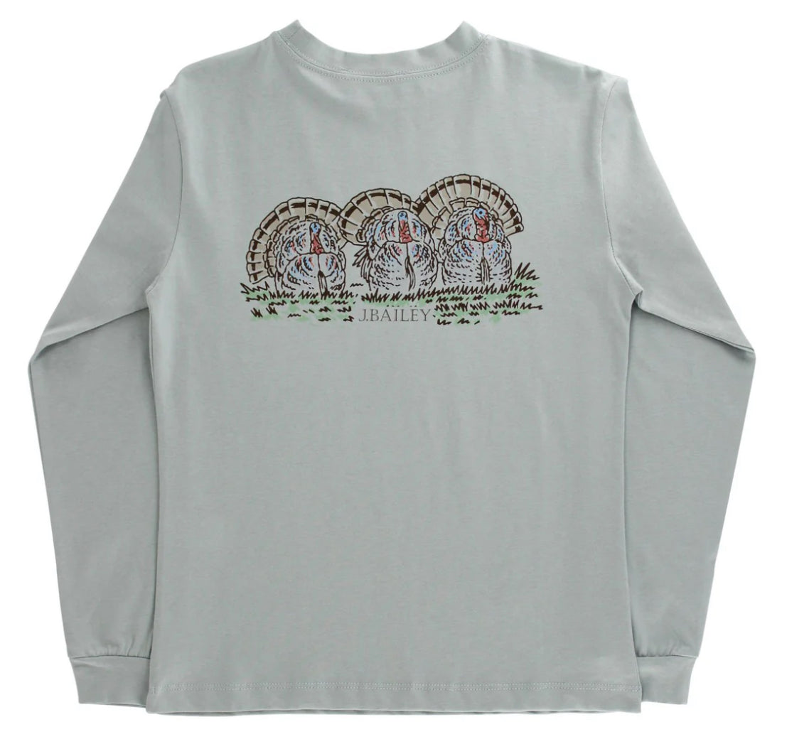 Long Sleeve Logo Tee - Turkey on Sage