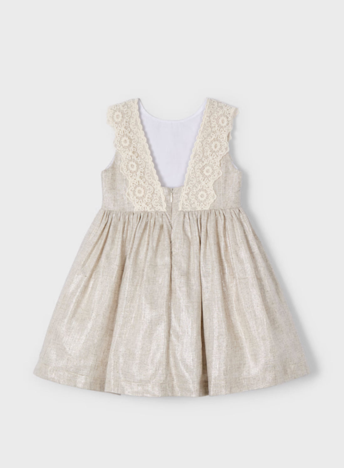 Girl Linen Dress with Embroidered Detail