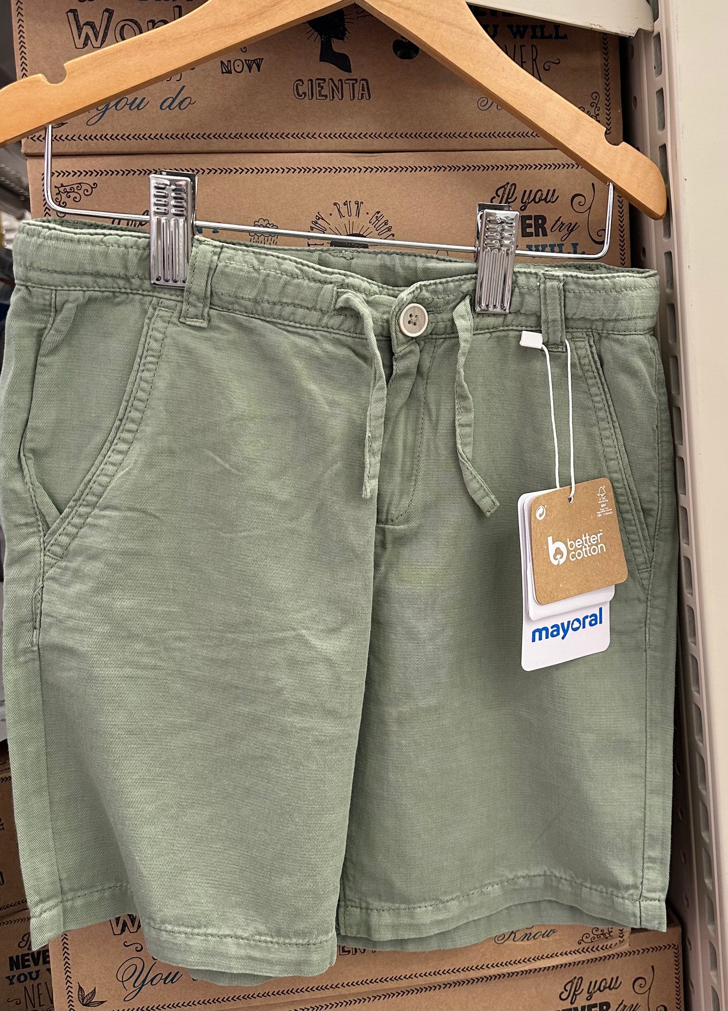 Boy Draw String Linen Shorts-Dark Laurel
