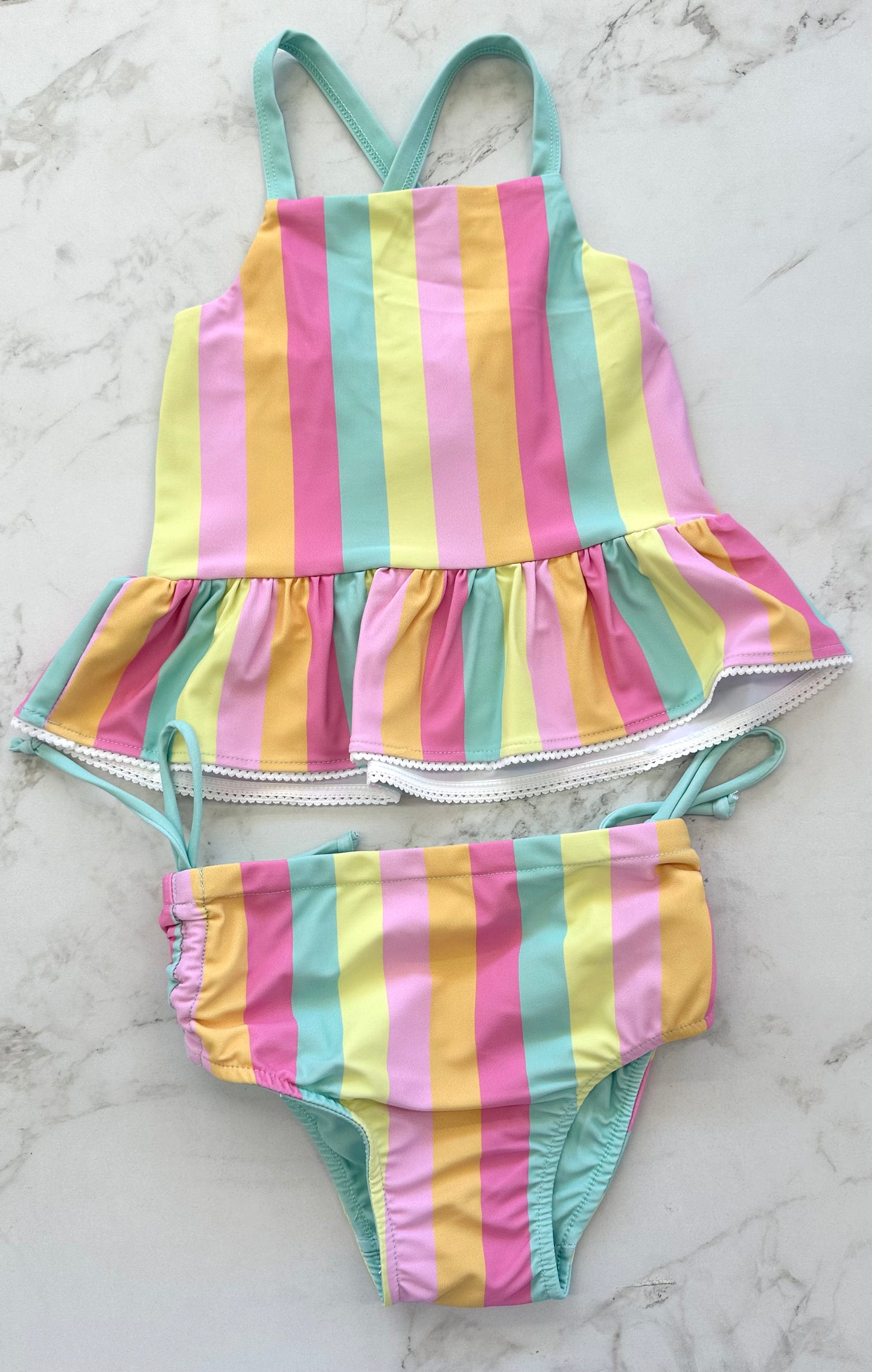 UPF50 Girls Color Stripes 2pc