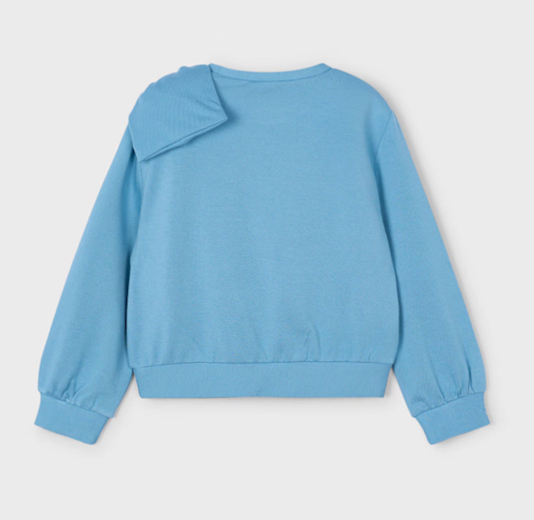 Girl Bow Sweatshirt- Ocean