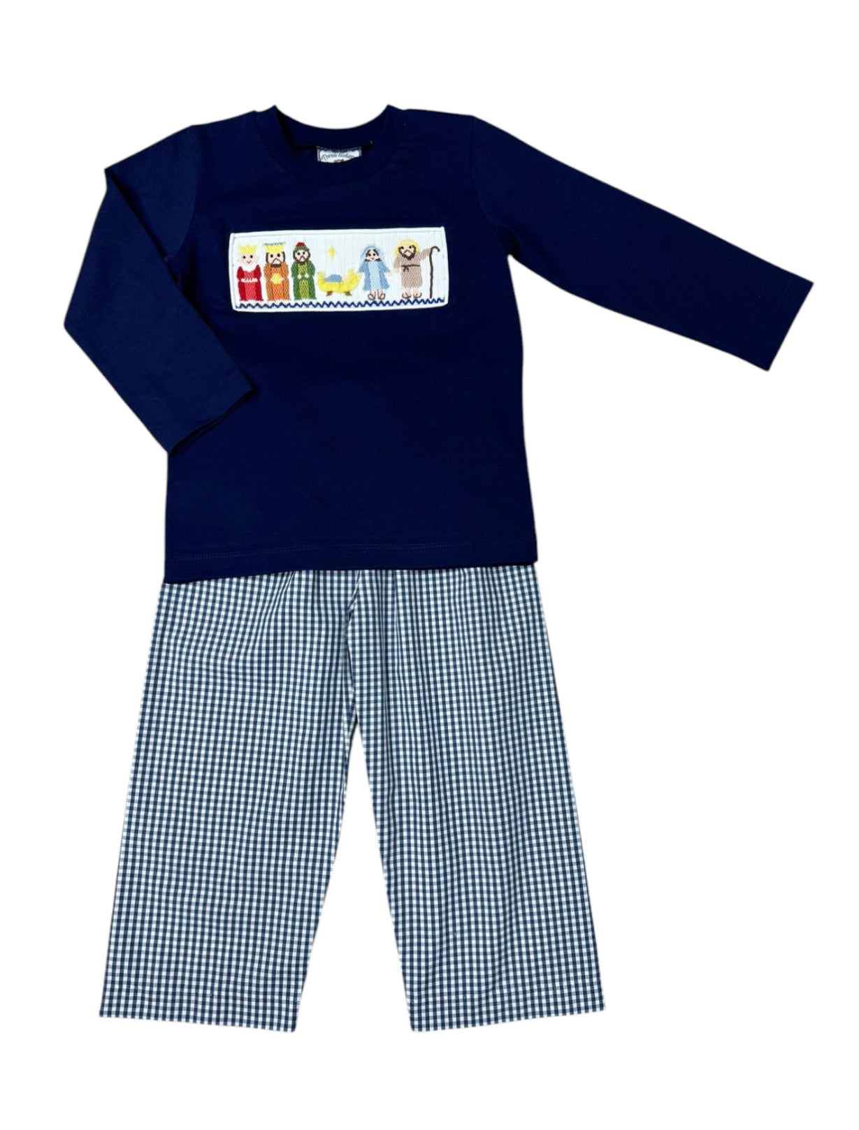 Nativity Smocked Boys Pant Set