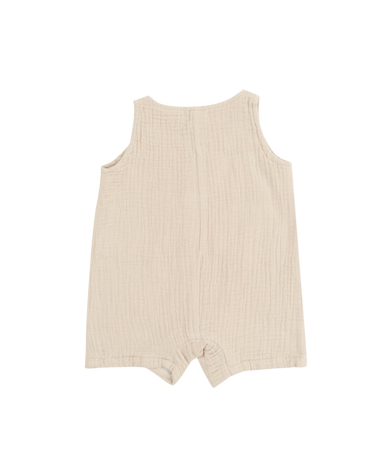 Solid Muslin Oxford Tan Sleeveless Shortie Romper