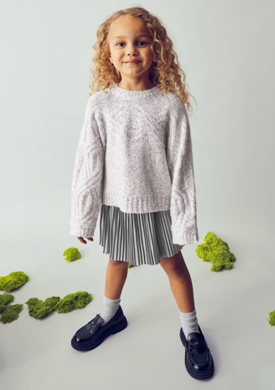 Girl Knit Sweater- Silver Blend