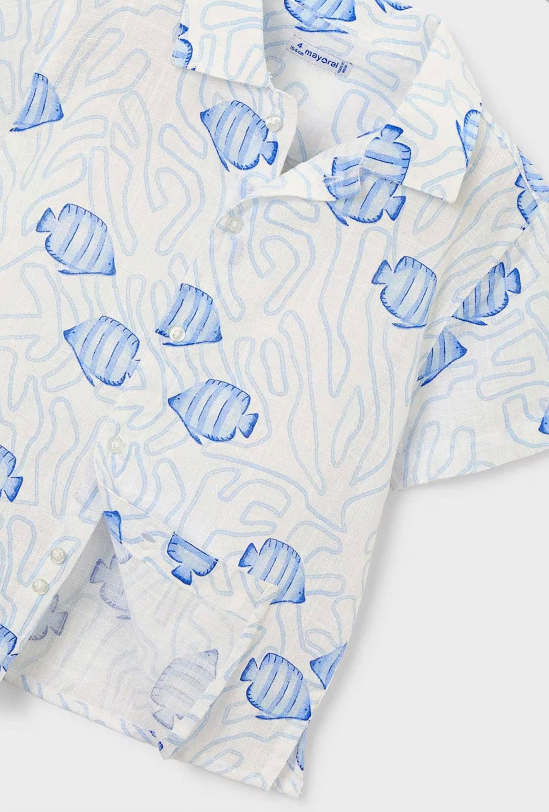 Boys Printed White and Blue Fish