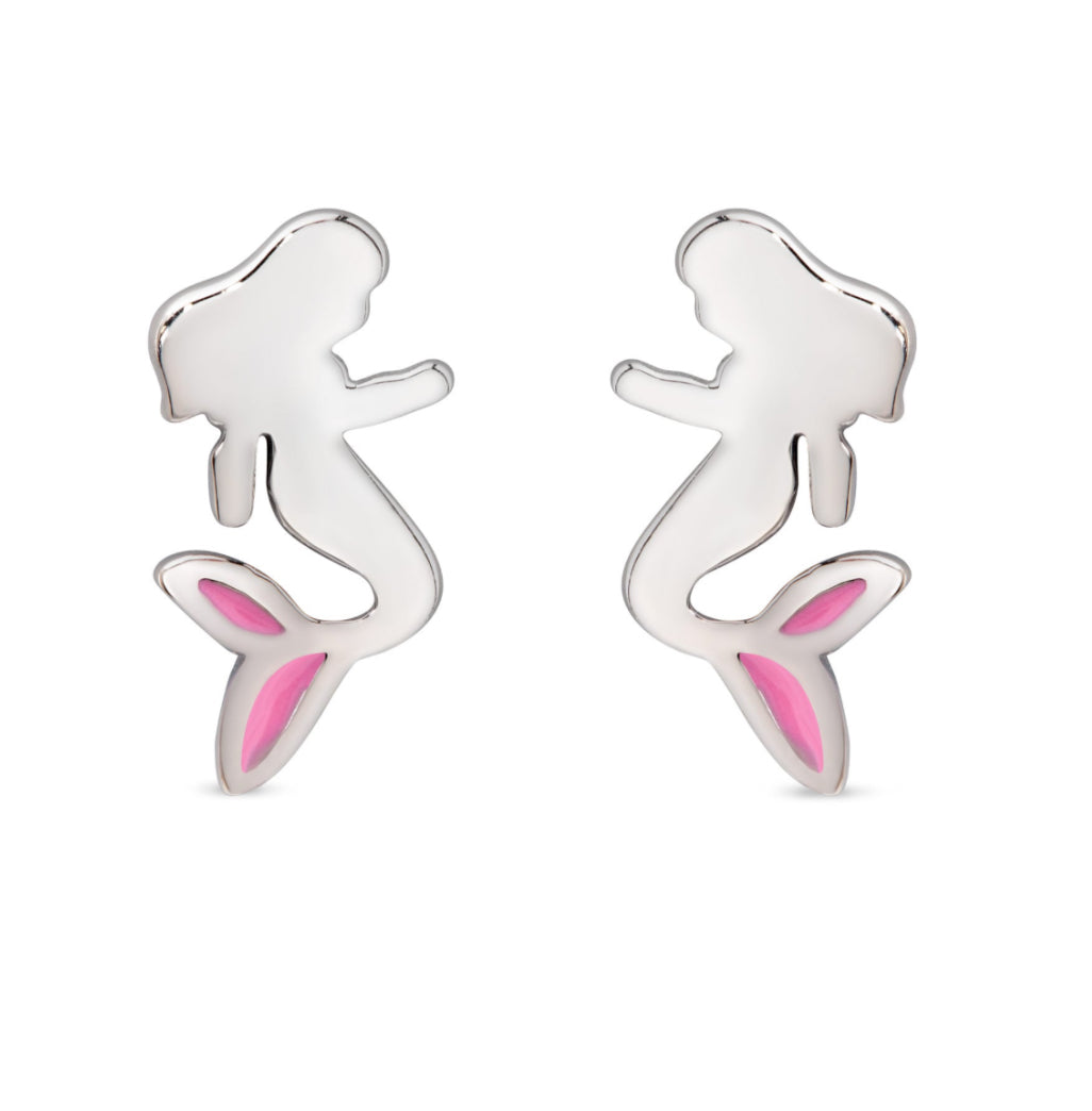 Mermaid Stud Earrings in Sterling Silver