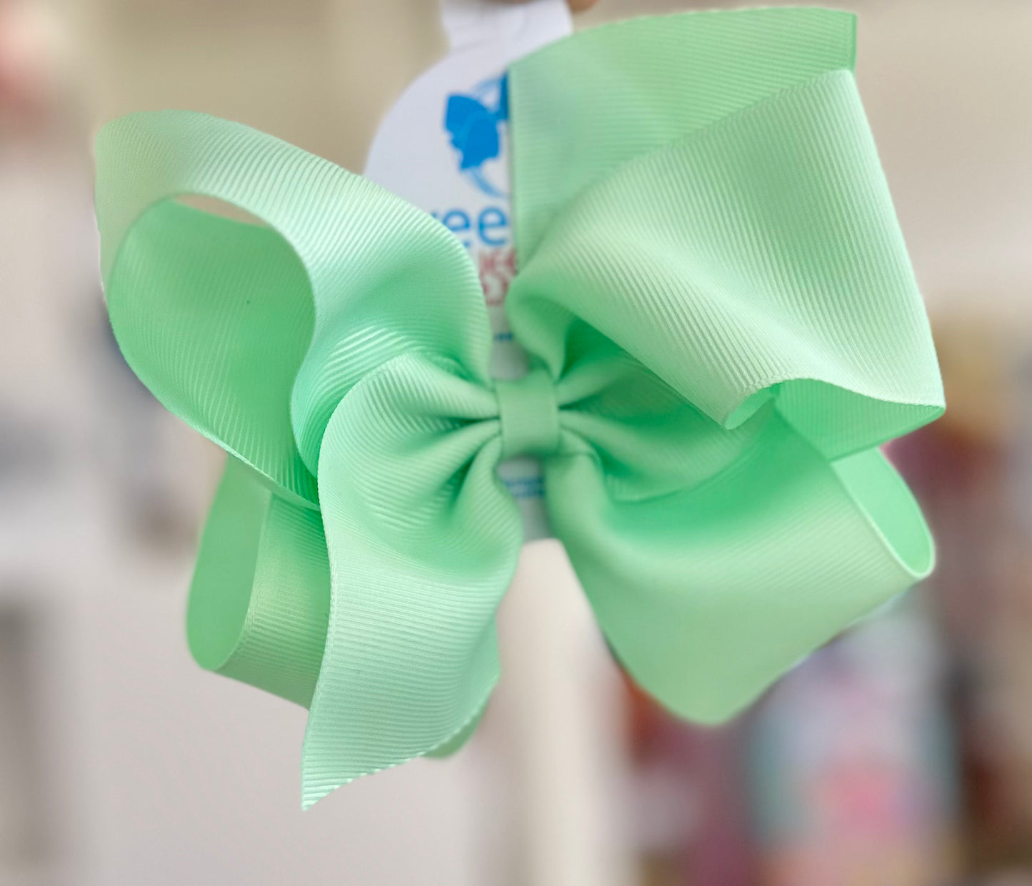 Lt Green-Medium Classic Grosgrain Hair Bow (Knot Wrap)