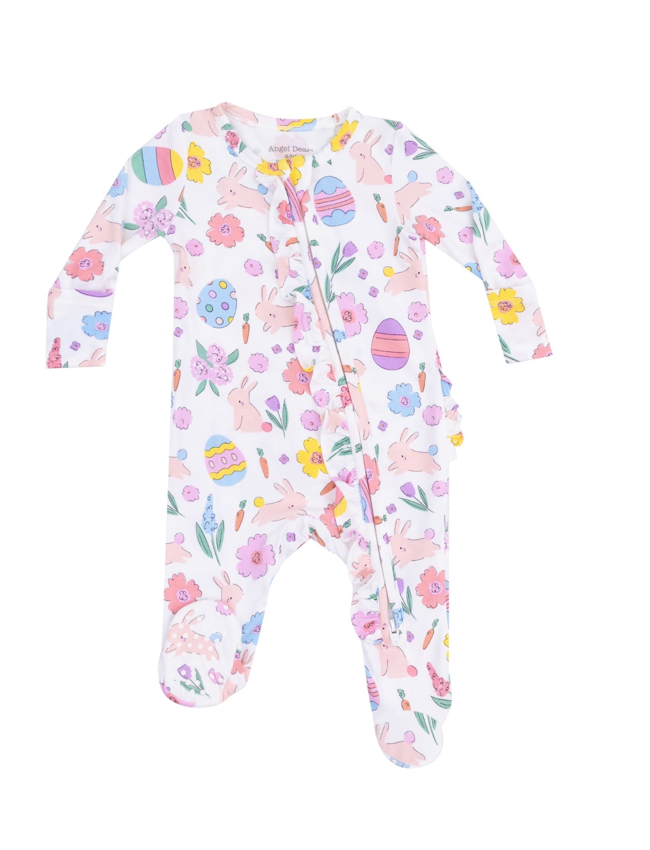 Easter Bunnies Two Way Ruffle Zipper Footie