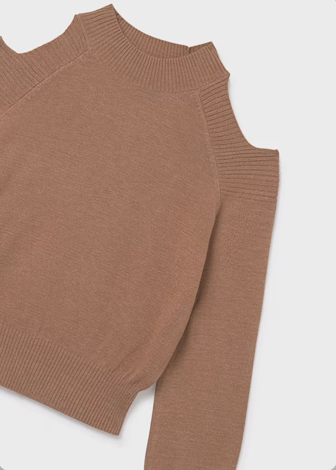 Girl Knit Sweater- Cocoa Heather