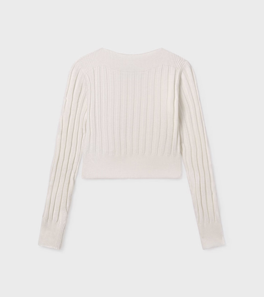 Girl Rib Knit Sweater-Ecru