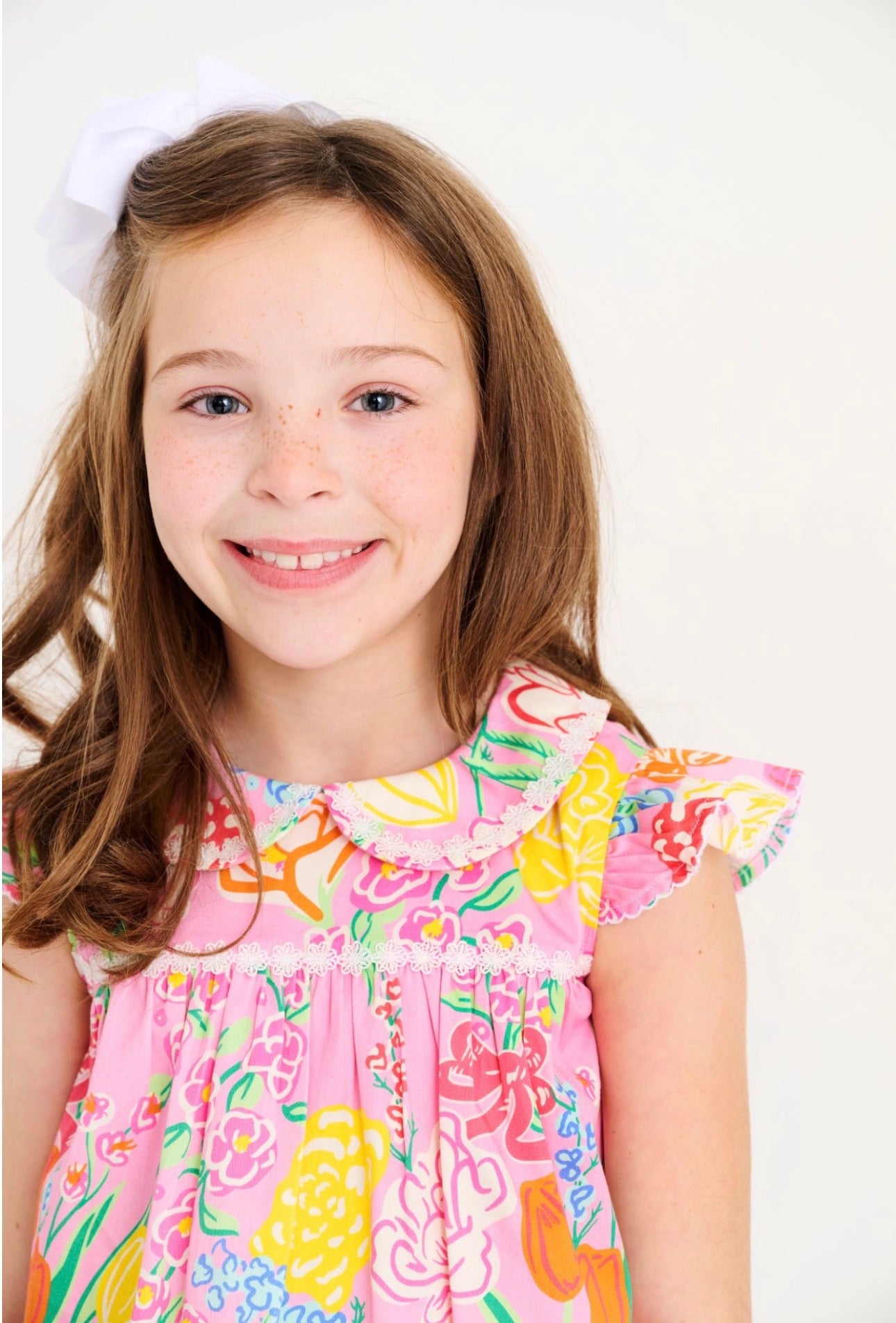 Franny Frock-Broadcloth-Sheridan French Floral/Worth Ave White