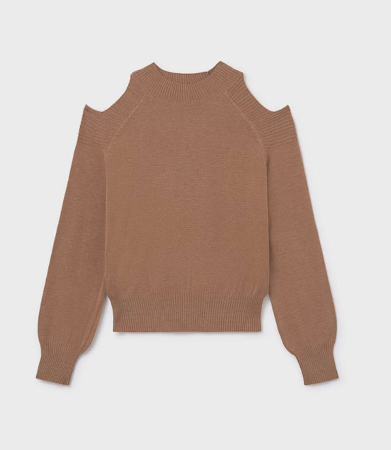 Girl Knit Sweater- Cocoa Heather