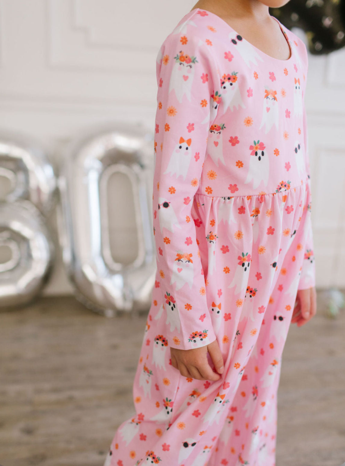 Long Sleeve Leggy Romper in Floral Ghost