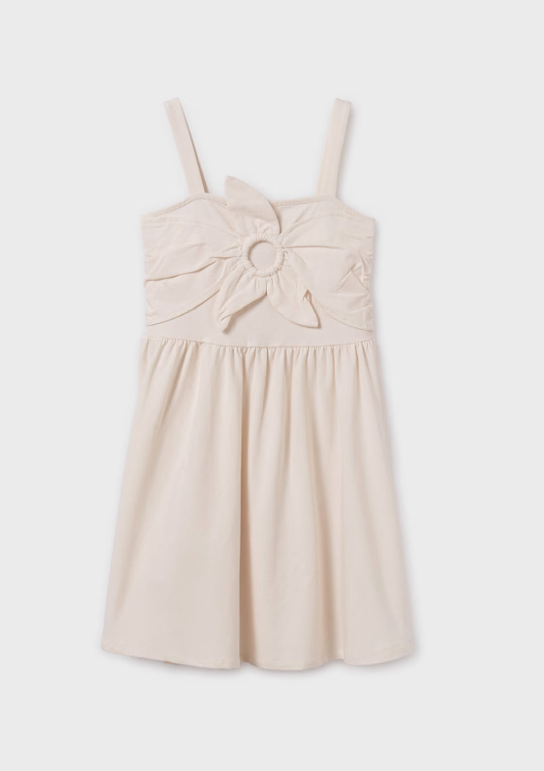 Girl Flower Strap Dress-Bone