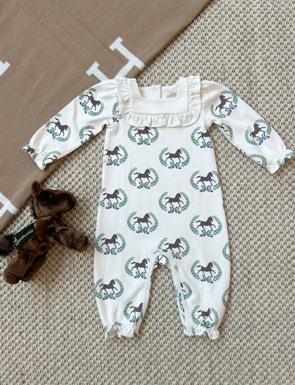 Darla Day Romper-Highland Horses/Palmetto Pearl