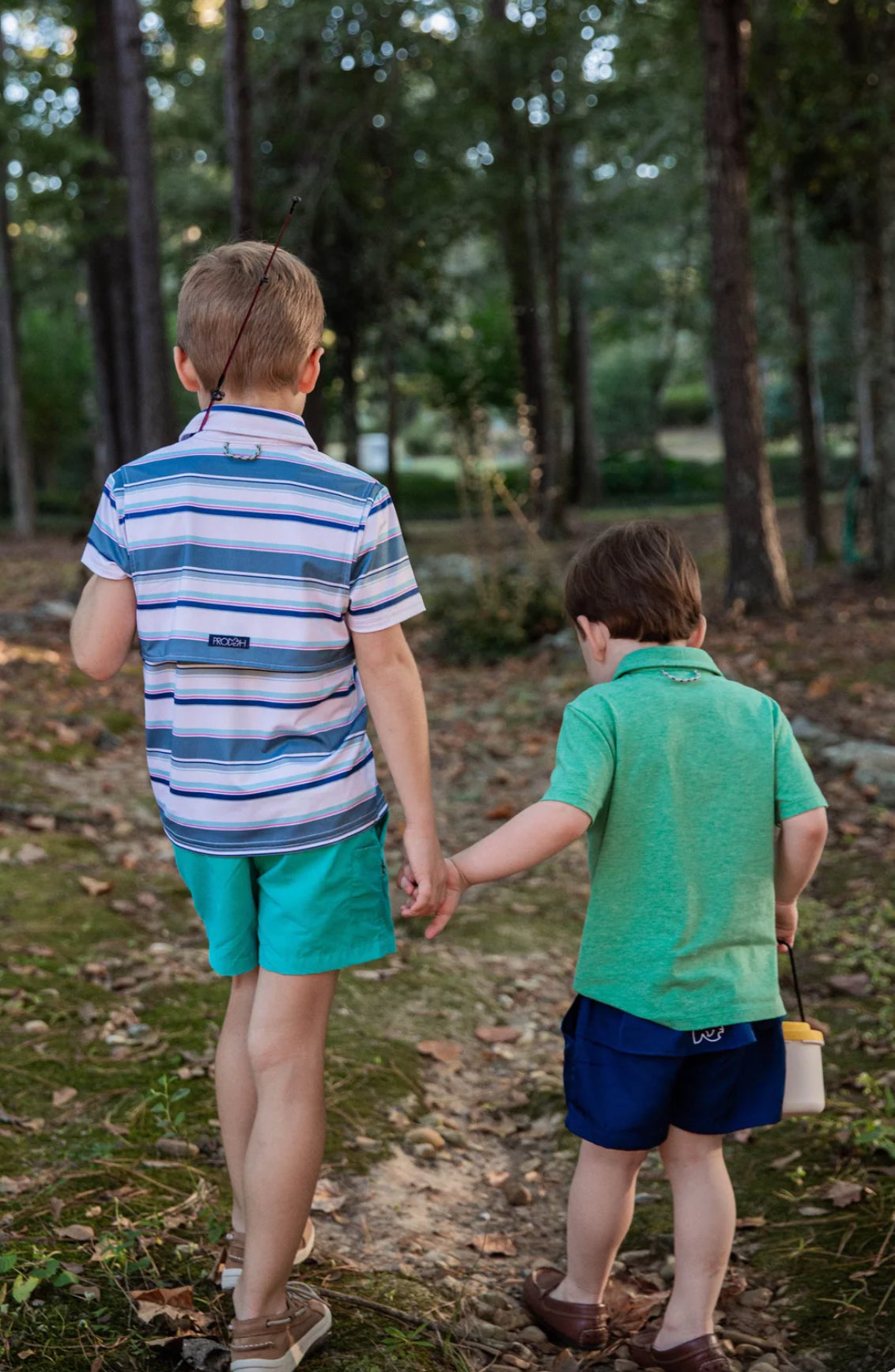 Boys short Sleeve Pro Performance Polo in Provincial Blue Multi Stripe