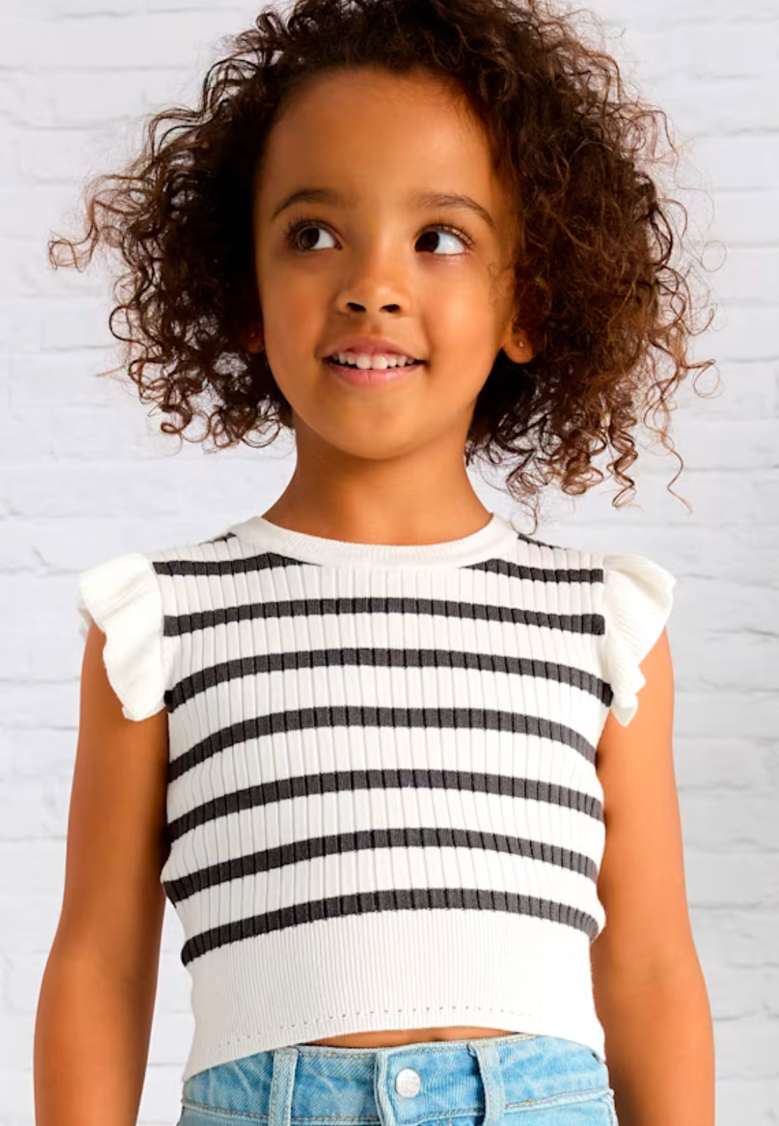 Girl Ribbed Knit Top