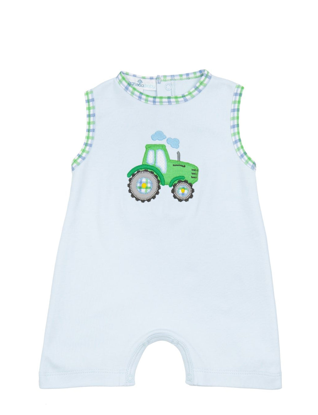 Tractor Tales Applique Light Blue S/less Short Playsuit