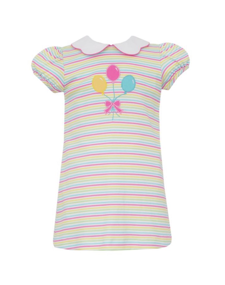 BALLOONS GIRL´S- Pink multi color knit stripe dress