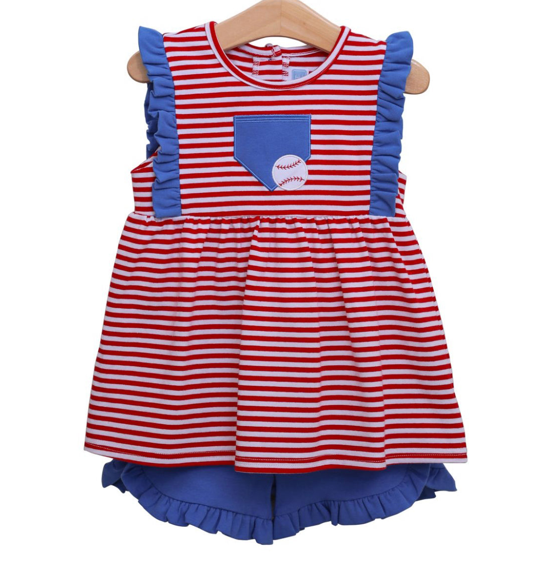 Baseball Pocket Ruffle Short Set