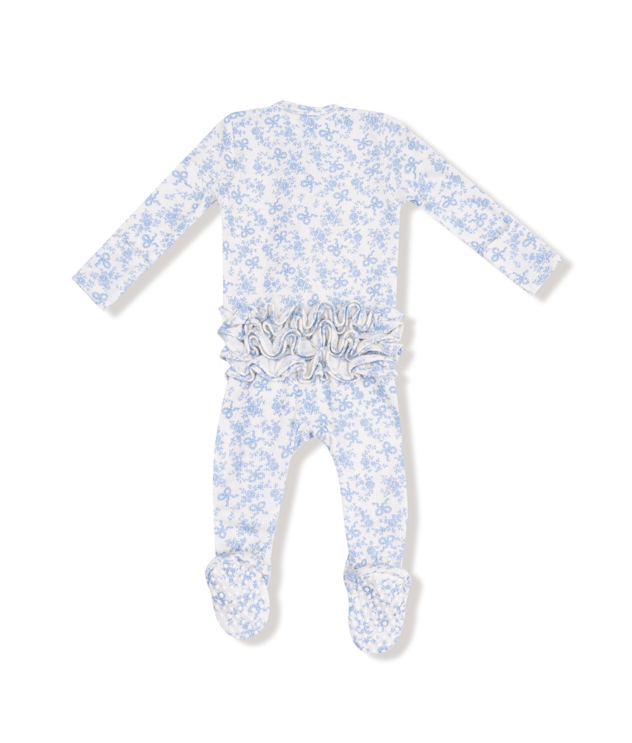Romi Floral - 2 Way Zipper Ruffle Back Footie