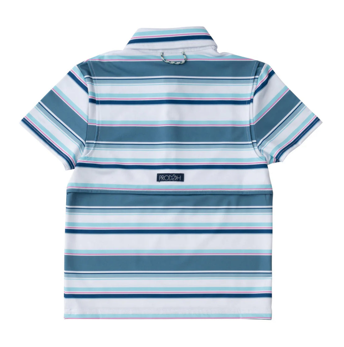 Boys short Sleeve Pro Performance Polo in Provincial Blue Multi Stripe