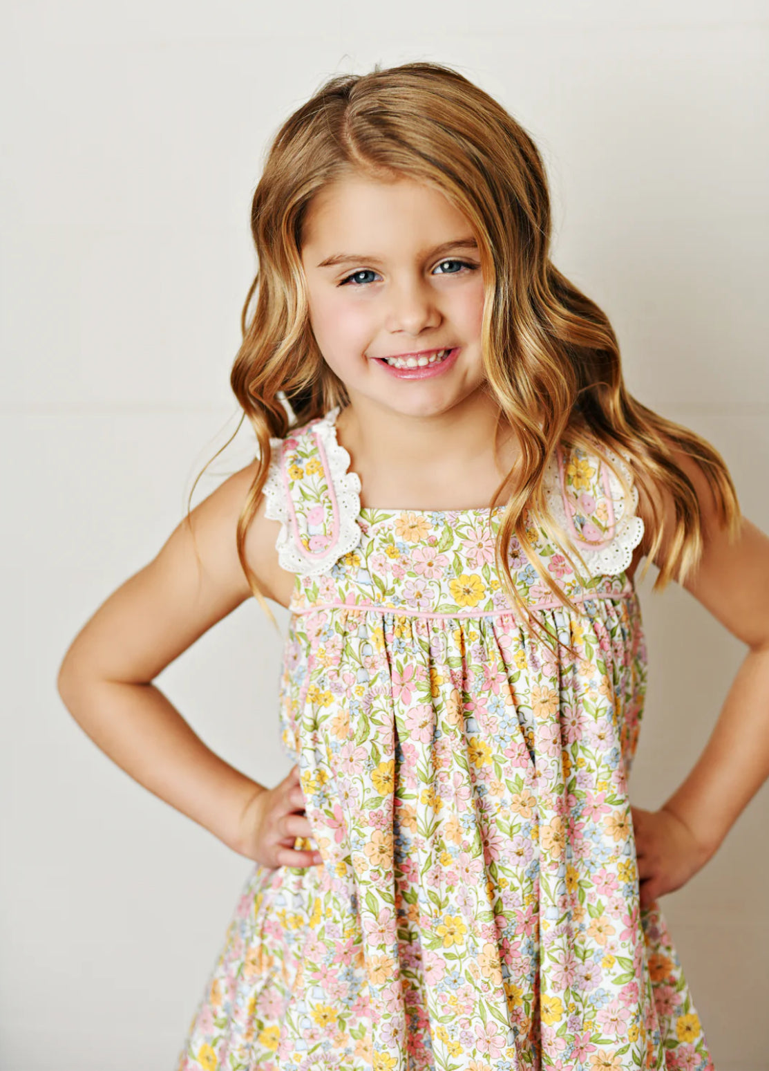 Floral Eyelet Trim Dress