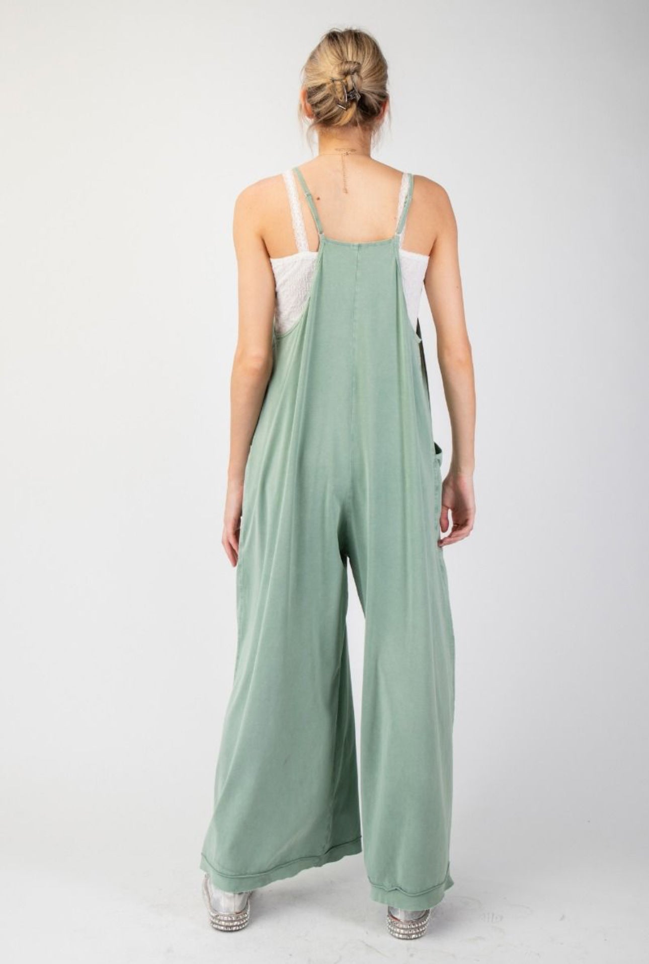 Sage-Mineral Washed Jumpsuit