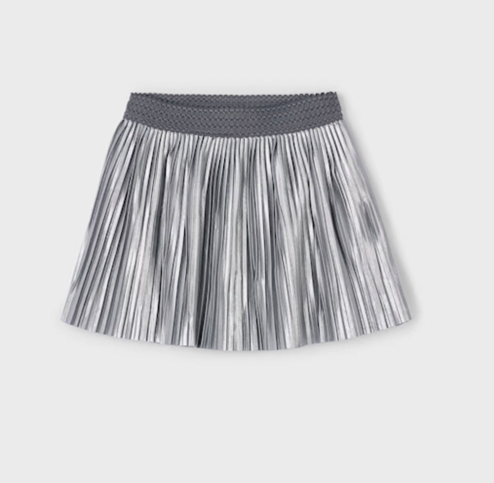Girl Pleated Skirt- Silver