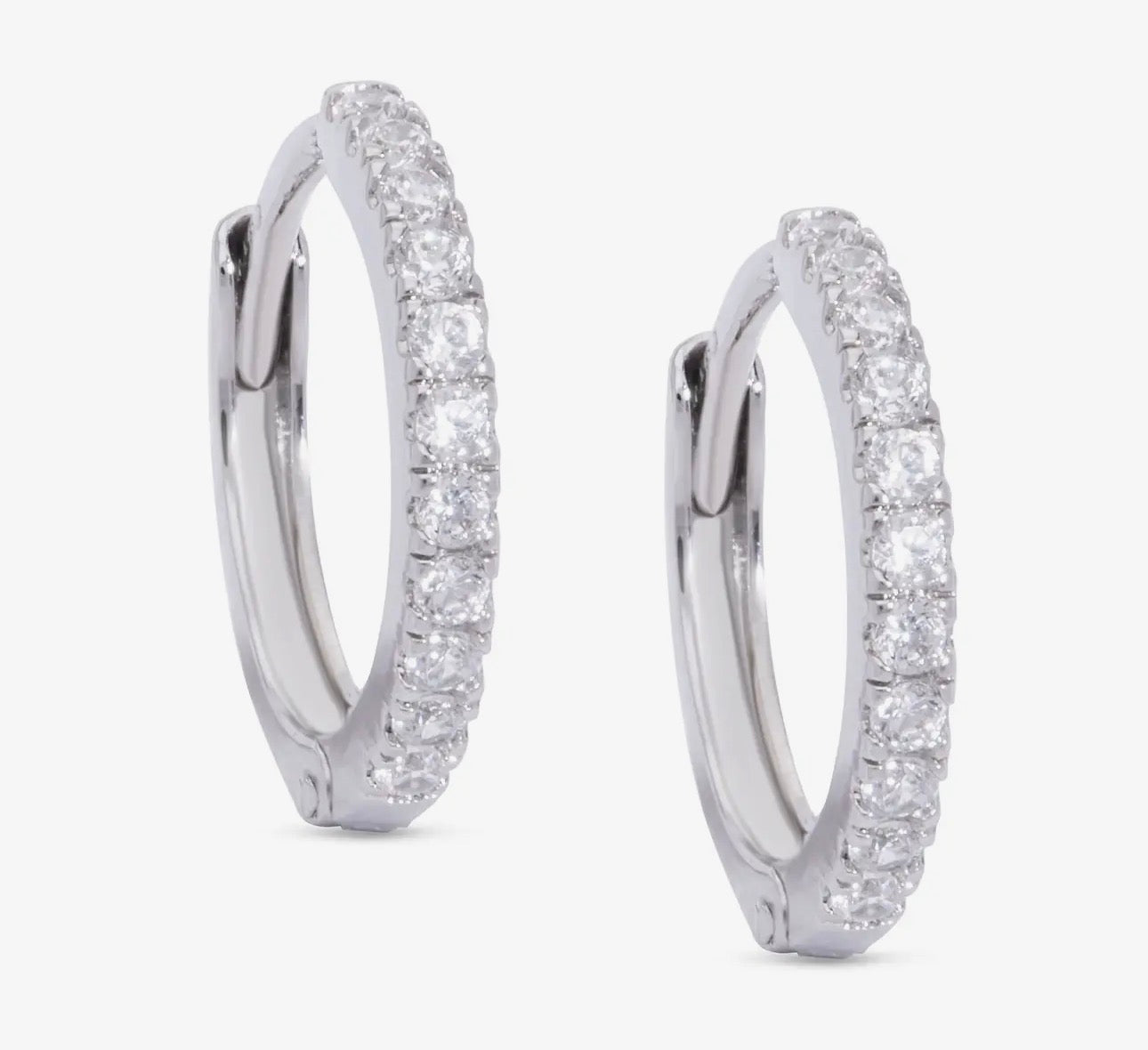 Cz Hinged Hoop Earrings-White