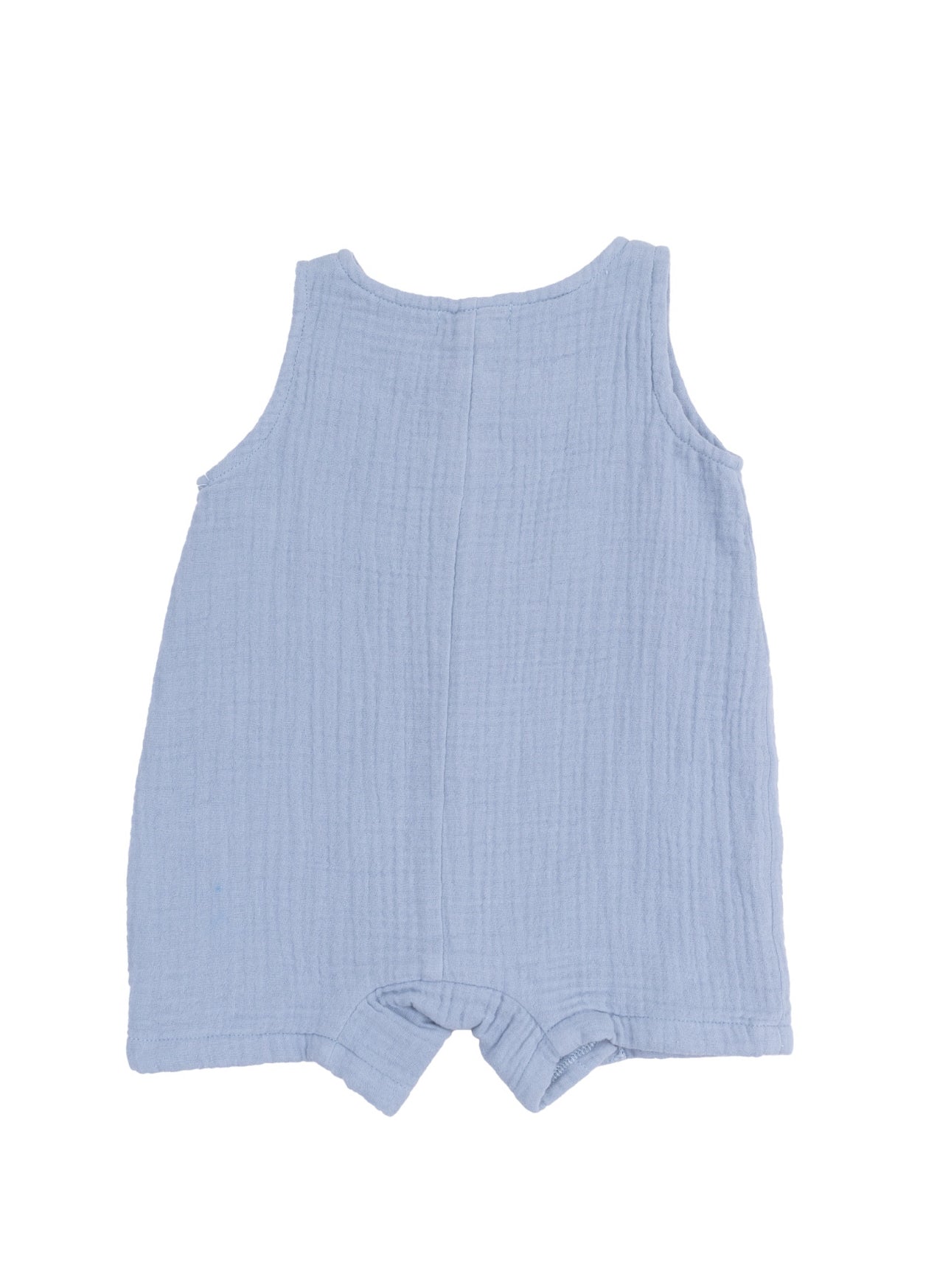 Solid Muslin Dusty Blue Sleeveless Shortie Romper