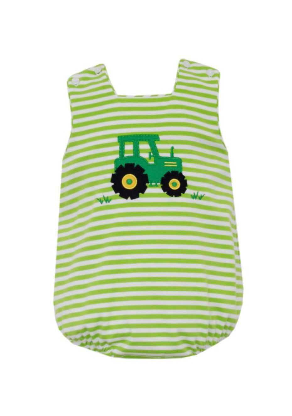 TRACTOR- Lime Green Knit Stripe Boy's Sleeveless Bubble